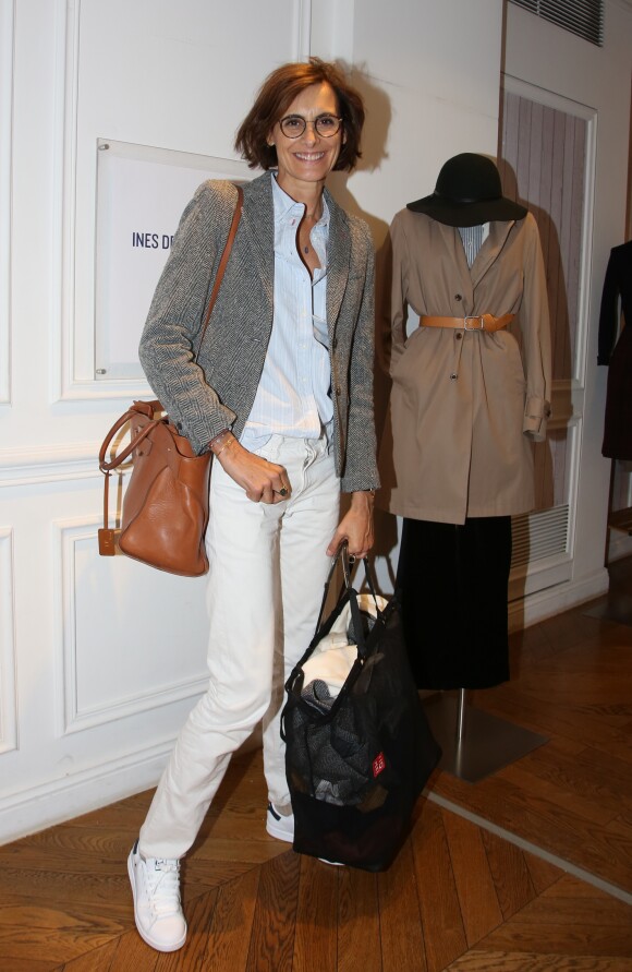 Exclusif - Inès de la Fressange lors de la soirée de lancement de la collection Automne-Hiver 2017 UNIQLO U à la boutique Uniqlo à Paris, le 4 octobre 2017. © Denis Guignebourg/Bestimage