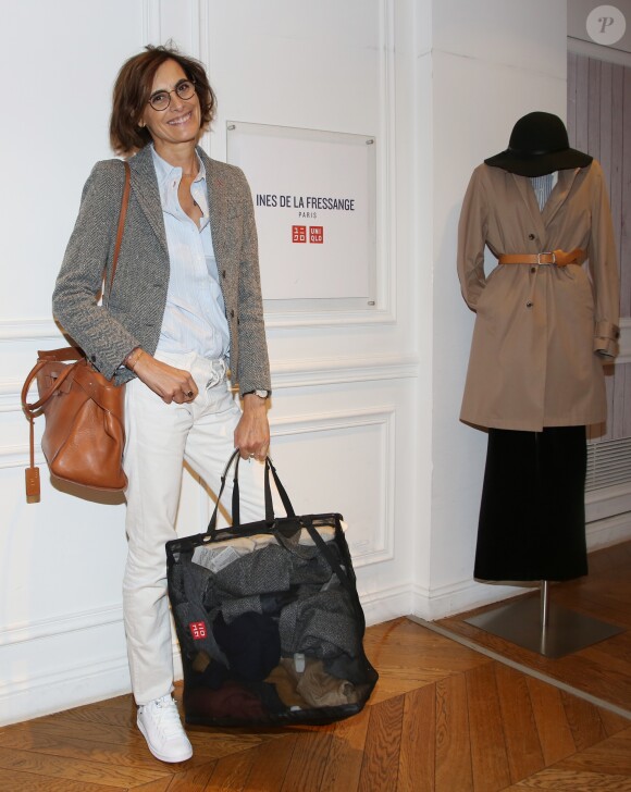 Exclusif - Inès de la Fressange lors de la soirée de lancement de la collection Automne-Hiver 2017 UNIQLO U à la boutique Uniqlo à Paris, le 4 octobre 2017. © Denis Guignebourg/Bestimage