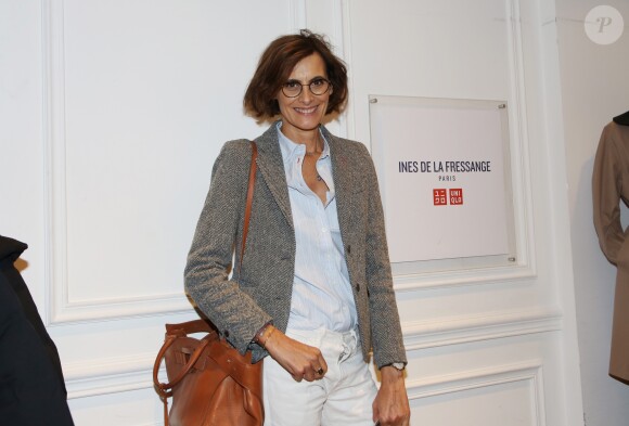 Exclusif - Inès de la Fressange lors de la soirée de lancement de la collection Automne-Hiver 2017 UNIQLO U à la boutique Uniqlo à Paris, le 4 octobre 2017. © Denis Guignebourg/Bestimage