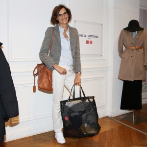 Exclusif - Inès de la Fressange lors de la soirée de lancement de la collection Automne-Hiver 2017 UNIQLO U à la boutique Uniqlo à Paris, le 4 octobre 2017. © Denis Guignebourg/Bestimage