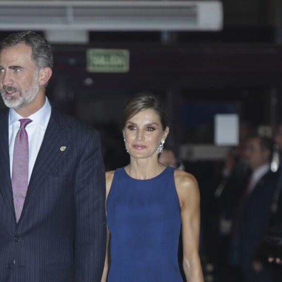 Le roi Felipe VI et la reine Letizia d'Espagne à Oviedo le 19 octobre 2017 pour le traditionnel concert à la veille de la remise des "Prix Princesse des Asturies 2017".