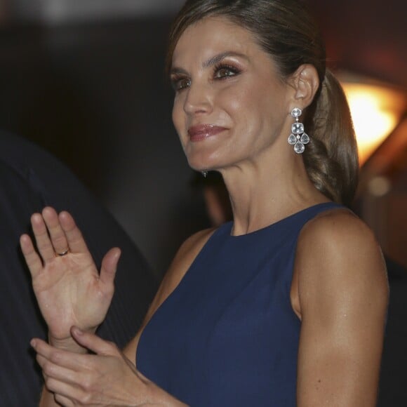 Le roi Felipe VI et la reine Letizia d'Espagne à Oviedo le 19 octobre 2017 pour le traditionnel concert à la veille de la remise des "Prix Princesse des Asturies 2017".