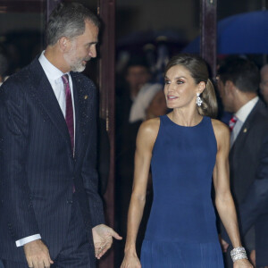 Le roi Felipe VI et la reine Letizia d'Espagne à Oviedo le 19 octobre 2017 pour le traditionnel concert à la veille de la remise des "Prix Princesse des Asturies 2017".