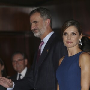 Le roi Felipe VI et la reine Letizia d'Espagne à Oviedo le 19 octobre 2017 pour le traditionnel concert à la veille de la remise des "Prix Princesse des Asturies 2017".