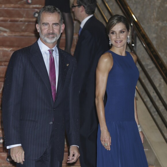 Le roi Felipe VI et la reine Letizia d'Espagne à Oviedo le 19 octobre 2017 pour le traditionnel concert à la veille de la remise des "Prix Princesse des Asturies 2017".