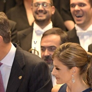 Le roi Felipe VI et la reine Letizia d'Espagne à Oviedo le 19 octobre 2017 pour le traditionnel concert à la veille de la remise des "Prix Princesse des Asturies 2017".