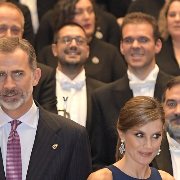 Le roi Felipe VI et la reine Letizia d'Espagne à Oviedo le 19 octobre 2017 pour le traditionnel concert à la veille de la remise des "Prix Princesse des Asturies 2017".