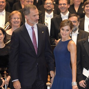 Le roi Felipe VI et la reine Letizia d'Espagne à Oviedo le 19 octobre 2017 pour le traditionnel concert à la veille de la remise des "Prix Princesse des Asturies 2017".