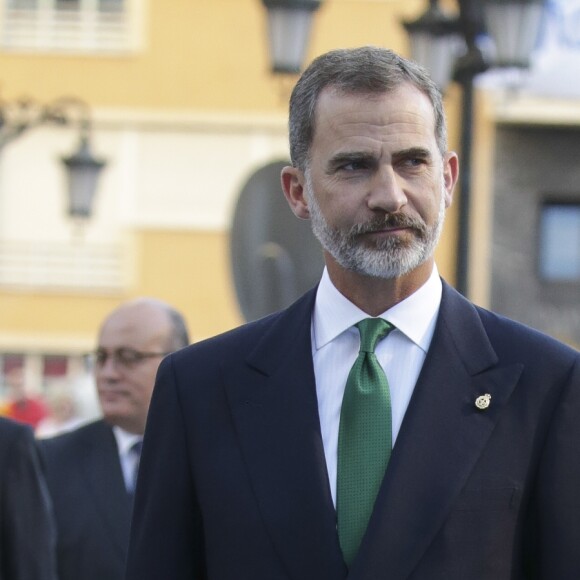 Le roi Felipe VI et la reine Letizia d'Espagne ont assisté, le 20 octobre 2017 au Théâtre Campoamor à Oviedo et en compagnie de la reine Sofia, à la cérémonie de remise des Prix Princesse des Asturies.