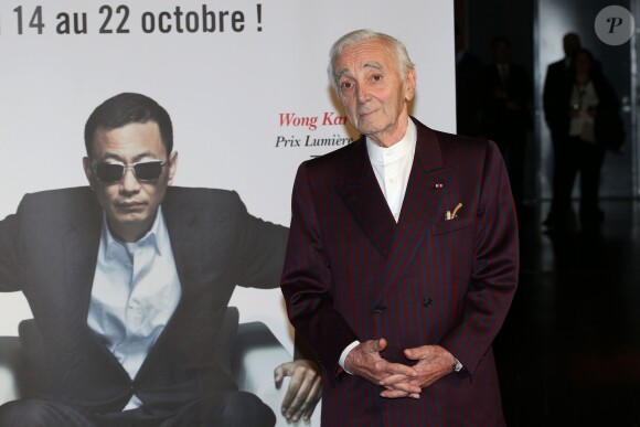 Charles Aznavour lors du photocall de la soirée de remise de prix au Festival Lumière à Lyon le 20 octobre 2017.