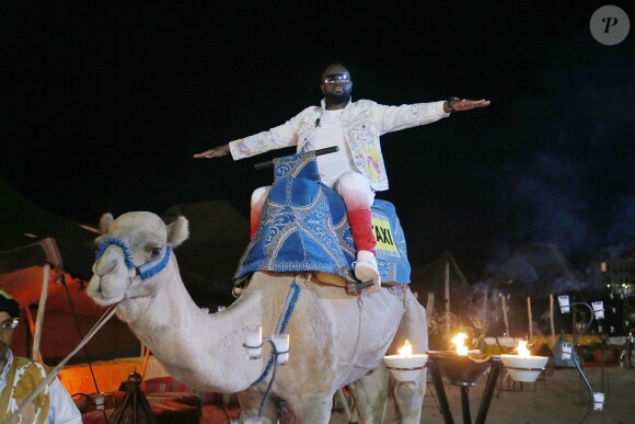 Exclusif - Maitre Gims - Rendez-vous - Concert pour la tolérance à Agadir le 14 octobre 2017. Cette grande soirée sera diffusée le samedi 28 octobre 2017 sur la chaine W9. Afin de célébrer la paix, le dialogue et l'amitié entre les cultures «La grande soirée des Mille et une nuits de Maître Gims», musicale et festive, se veut être un trait d'union entre les deux rives de la Méditerranée. Enregistrée à Agadir au Maroc, cette soirée sera présentée par Jérôme Anthony et accueillera MaîtreGims en invité spécial, entouré d'artistes de différents horizons © Christophe Aubert via Bestimage