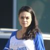 Exclusif - Prix spécial - Mila Kunis enceinte se promène avec sa fille Wyatt et son père Mark Kunis dans les rues de Beverly Hills, le 18 septembre 2016  For germany call for price - Please hide children face prior publication Exclusive - Pregnant Mila Kunis is spotted with her daughter Wyatt and her dad out in Beverly Hills, California on September 18, 2016. The actress showed off her growing baby bump in a Dodgers jersey.18/09/2016 - Beverly Hills