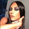Kim Kardashian s'est glissée dans la peau d'Aaliyah pour Halloween. Octobre 2017.