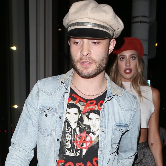 Ed Westwick et sa compagne Jessica Serfaty sont allés dîner au restaurant Catch à West Hollywood, le 21 septembre 2017.