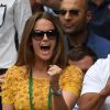 Kim Murray (Sears), la femme d'Andy Murray lors de la finale hommes Andy Murray contre Milos Raonic du tournoi de tennis de Wimbledon à Londres, le 10 juillet 2016.