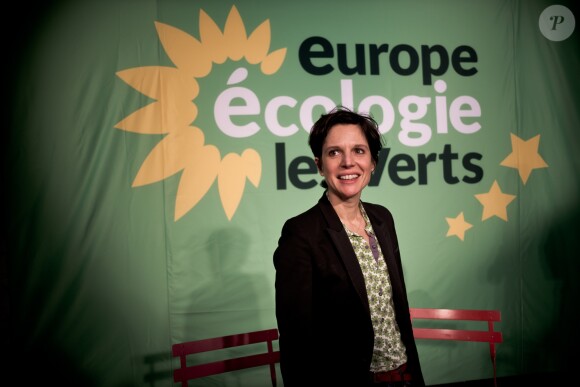 Sandrine Rousseau lors de la conférence de presse d'Europe-Écologie-Les-Verts à Paris, le 16 janvier 2014.