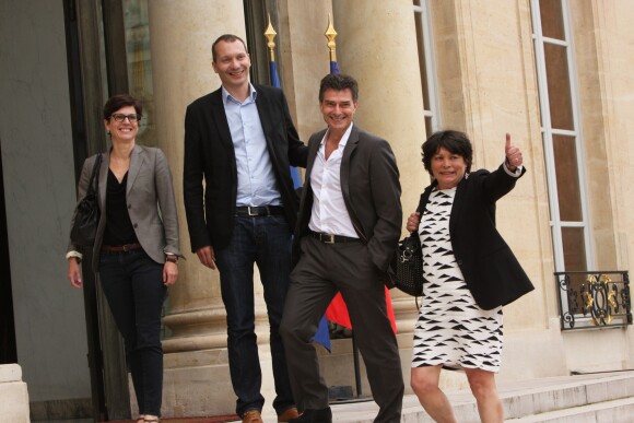 French Europe Ecologie-Les Verts green party members Sandrine Rousseau, Michele Rivasi, David Cormand and Pascal Durand arriving at the Elysee Palace in Paris, France, on June 25, 2016, ahead of a meeting with French President and French leaders of political parties and movements after Britain voted to leave the European Union the day before. Photo by Somer/ABACAPRESS.COM26/06/2016 - Paris