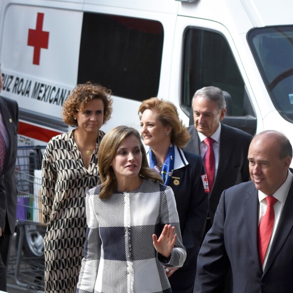 La reine Letizia d'Espagne rencontrant des membres de la Croix-Rouge mexicaine à Mexico, le 13 novembre 2017, en marge de sa visite à l'occasion du World Cancer Leaders' Summit.