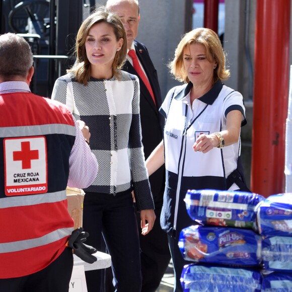 La reine Letizia d'Espagne rencontrant des membres de la Croix-Rouge mexicaine à Mexico, le 13 novembre 2017, en marge de sa visite à l'occasion du World Cancer Leaders' Summit.
