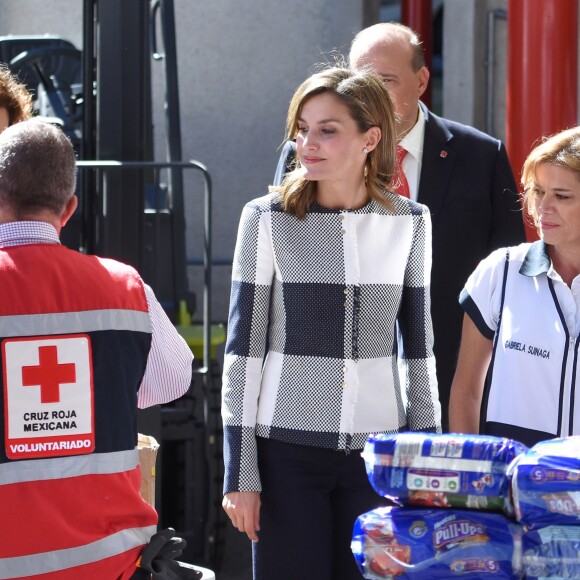 La reine Letizia d'Espagne rencontrant des membres de la Croix-Rouge mexicaine à Mexico, le 13 novembre 2017, en marge de sa visite à l'occasion du World Cancer Leaders' Summit.