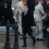 Le Président de la République, Emmanuel Macron lors de la cérémonie de commémoration du 99ème anniversaire de l'armistice du 11 novembre 1918 à l'Arc de Triomphe à Paris le 11 novembre 2017. © Stéphane Lemouton / Bestimage