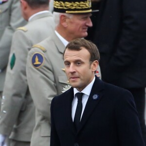 Le Président de la République, Emmanuel Macron lors de la cérémonie de commémoration du 99ème anniversaire de l'armistice du 11 novembre 1918 à l'Arc de Triomphe à Paris le 11 novembre 2017. © Stéphane Lemouton / Bestimage