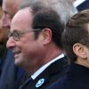 Le Président de la République, Emmanuel Macron et Francois Hollande lors de la cérémonie de commémoration du 99ème anniversaire de l'armistice du 11 novembre 1918 à l'Arc de Triomphe à Paris le 11 novembre 2017. © Stéphane Lemouton / Bestimage