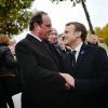 Francois Hollande et Emmanuel Macron, Président de la République - Cérémonie de commémoration du 99ème anniversaire de l'armistice du 11 novembre 1918 à l'Arc de Triomphe à Paris le 11 novembre 2017. © Denis Allard / Pool / Bestimage