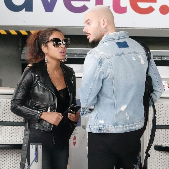 Exclusif - M. Pokora et sa compagne Christina Milian quittent Nice, le 5 novembre 2017.