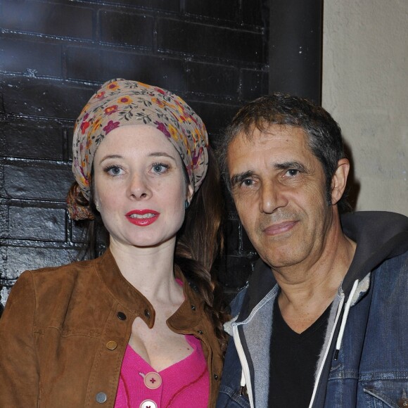 Exclusif - Julien Clerc et sa compagne Hélène Grémillon - Backstage du concert de Philippe Uminski au café de la danse à Paris, le 24 mars 2012.
