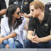 Première apparition officielle du prince Harry et sa compagne Meghan Markle dans les tribunes de la finale de tennis à la troisième édition des Invictus Games à Toronto, Ontario, Canada, le 25 septembre 2017.