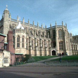 Vue de la chapelle St George au château de Windsor, dans le Berkshire en Angleterre, en 1999. Le prince Harry et Meghan Markle y célébreront leur mariage en mai 2018.