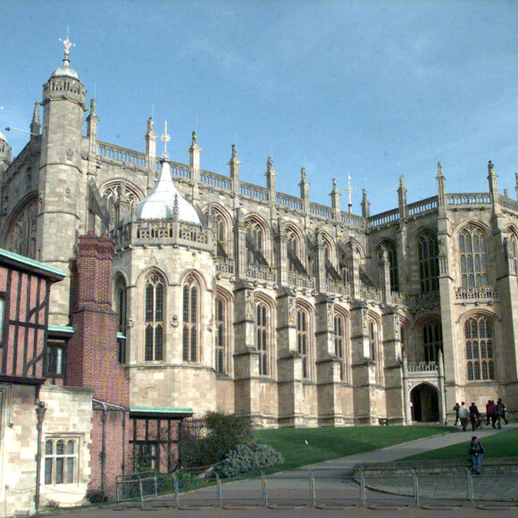 Vue de la chapelle St George au château de Windsor, dans le Berkshire en Angleterre, en 1999. Le prince Harry et Meghan Markle y célébreront leur mariage en mai 2018.