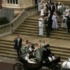 Image du mariage de Peter Phillips et Autumn Kelly à la chapelle St George au château de Windsor le 17 mai 2008. Le prince Harry s'y marieront à leur tour en mai 2018.