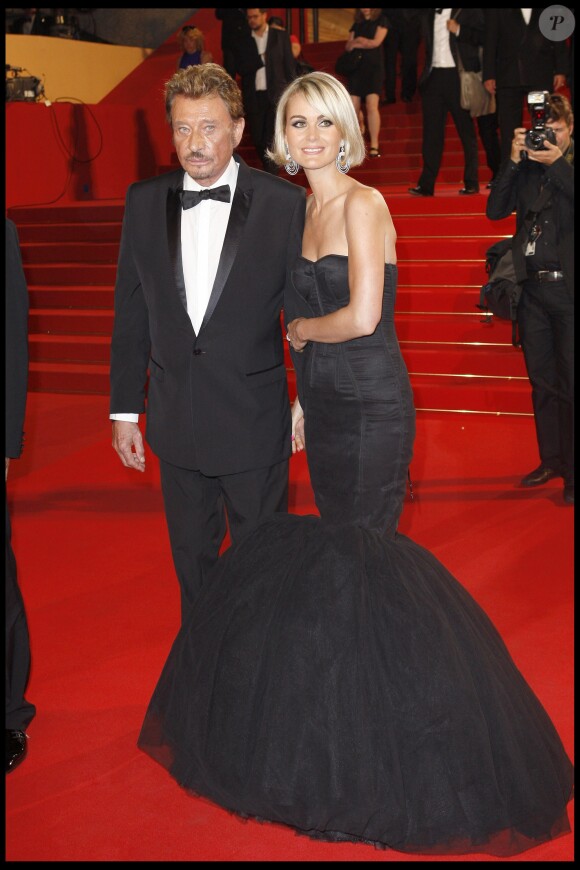 Johnny et Laeticia Hallyday - Montée des marches du film "Vengeance" au 62e festival de Cannes, le 17 mai 2009.