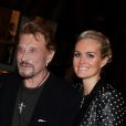 Exclusif  - Johnny Hallyday et sa femme Laeticia - Derniere representation de la piece "Plus vraie que nature" (mise en scene de Raphaelle Cambray) au Theatre de la Renaissance a Paris, apres une tournee triomphale en province, le 8 janvier 2014.