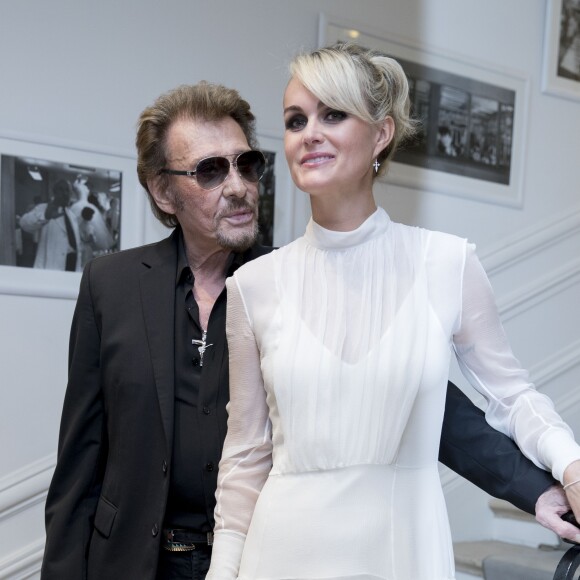 Johnny Hallyday et sa femme Laeticia Hallyday - People au défilé de mode Haute-Couture automne-hiver 2016/2017 "Christian Dior" à Paris. Le 4 juillet 2016 © Olivier Borde / Bestimage