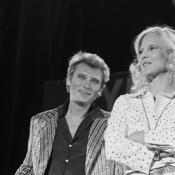 Johnny Hallyday et Sylvie Vartan sur le plateau de l'émission "Show Sylvie Vartan", le 15 janvier 1975 © Bernard Leguay via Bestimage