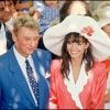 Johnny Hallyday et Adeline Blondieau lors de leur mariage à Ramatuelle en juillet 1990.