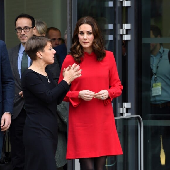 Catherine Kate Middleton, duchesse de Cambridge (enceinte) arrive au "Children's Global Media Summit" au centre de conventions de Manchester le 6 décembre 2017.