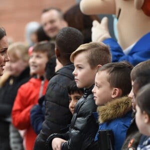 Catherine Kate Middleton, duchesse de Cambridge (enceinte) arrive au "Children's Global Media Summit" au centre de conventions de Manchester le 6 décembre 2017.