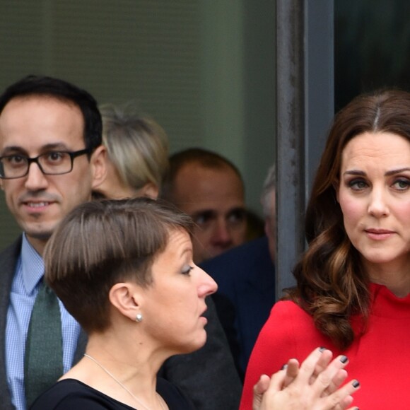 Catherine Kate Middleton, duchesse de Cambridge (enceinte) arrive au "Children's Global Media Summit" au centre de conventions de Manchester le 6 décembre 2017.