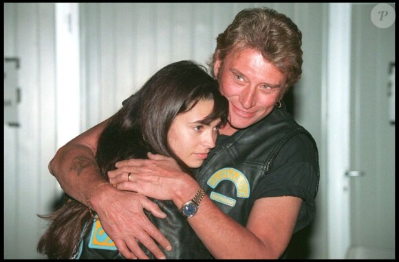 Johnny Hallyday et Adeline Blondieau à Carpentras, le 5 juin 1994.