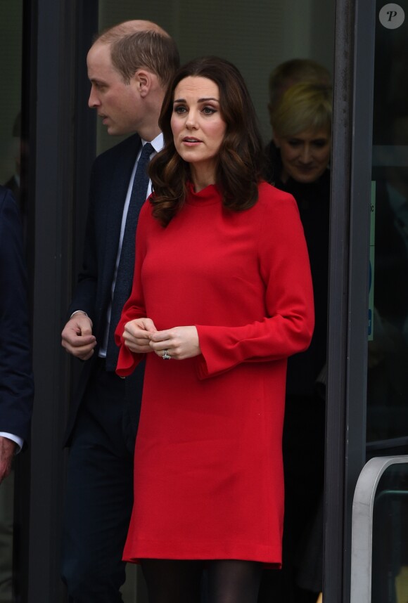 Le prince William, duc de Cambridge et Kate Middleton, duchesse de Cambridge (enceinte) arrivent au "Children's Global Media Summit" au centre de conventions de Manchester le 6 décembre 2017.