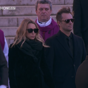 Laura Smet et David Hallyday - Obsèques de Johnny Hallyday en l'église de la Madeleine à Paris. Le 9 décembre 2017.