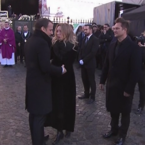 Emmanuel Macron et Laura Smet - Obsèques de Johnny Hallyday en l'église de la Madeleine à Paris. Le 9 décembre 2017.