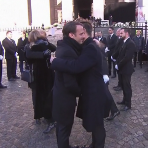 Emmanuel Macron - Obsèques de Johnny Hallyday en l'église de la Madeleine à Paris. Le 9 décembre 2017.