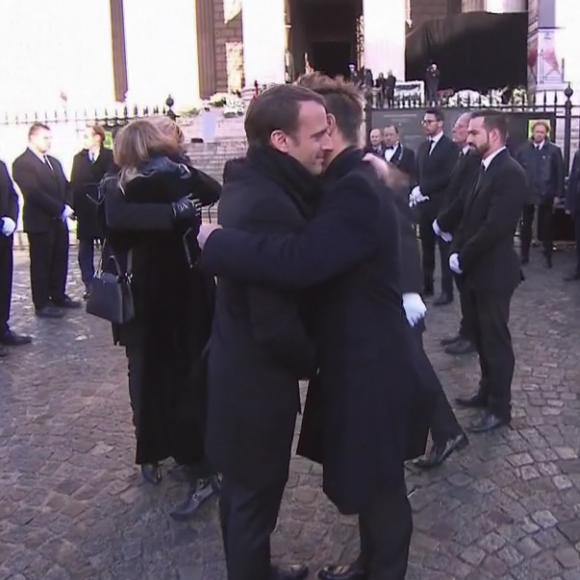 Emmanuel Macron - Obsèques de Johnny Hallyday en l'église de la Madeleine à Paris. Le 9 décembre 2017.