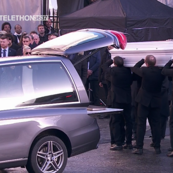 Le cercueil de Johnny Hallyday - Obsèques de Johnny Hallyday en l'église de la Madeleine à Paris. Le 9 décembre 2017.