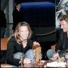 Johnny Hallyday, sa fille Laura Smet et Fabrice Luchini à Paris en avril 2006.